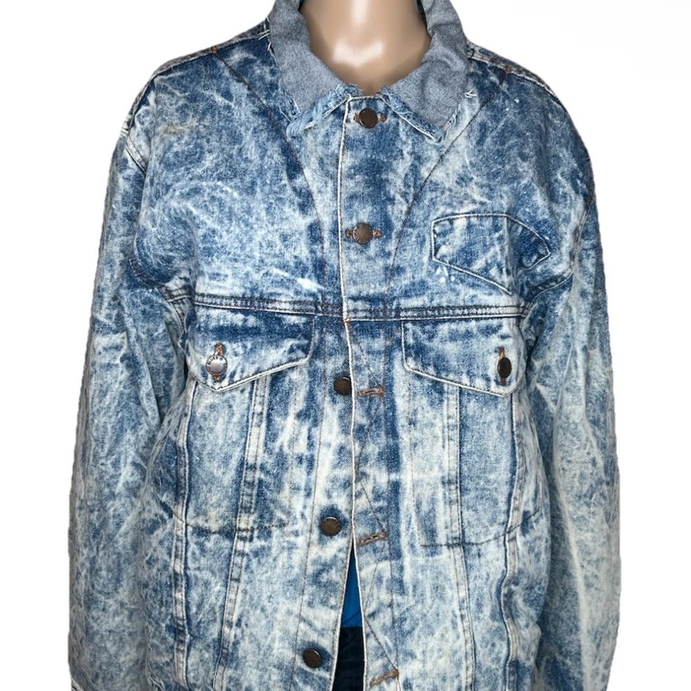 Vintage 80s Acid Wash Denim Jacket rare excellent condition distressed
